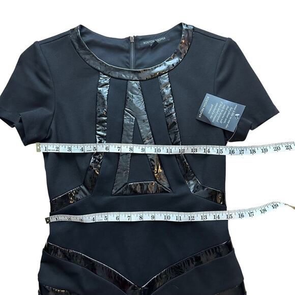 NEW Boston Proper Black Fitted Bodycon Short Sleeve Dress Size 6 - Picture 3 of 11